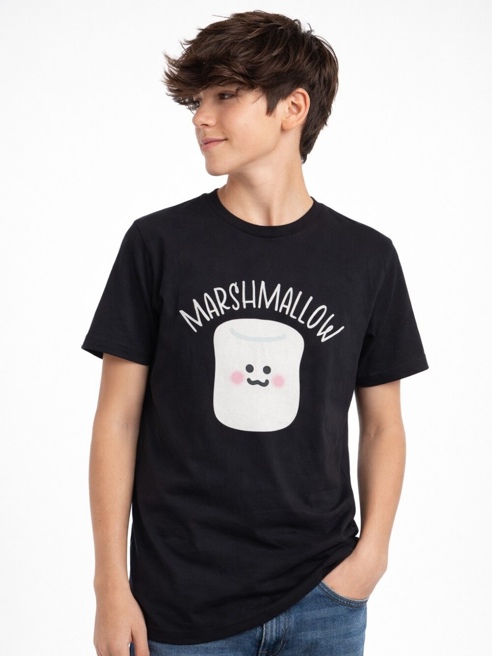 Kawaii Marshmallow Distressed Graphic Tee PTP 18" Slim Fit, Men's Small New